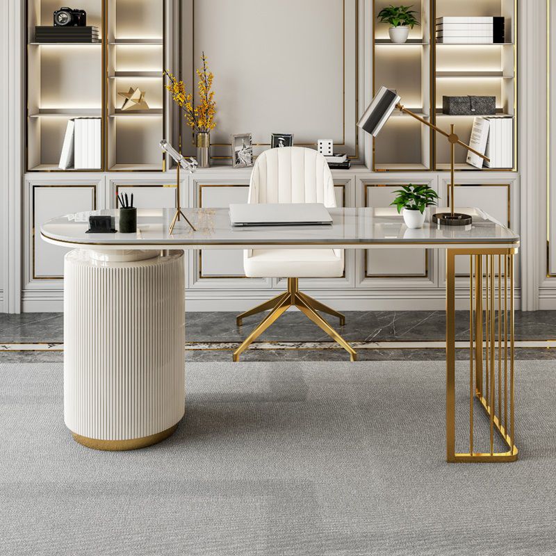 Escritorio de oficina de glam stone 3 cajones de 29.53 pulgadas de altura