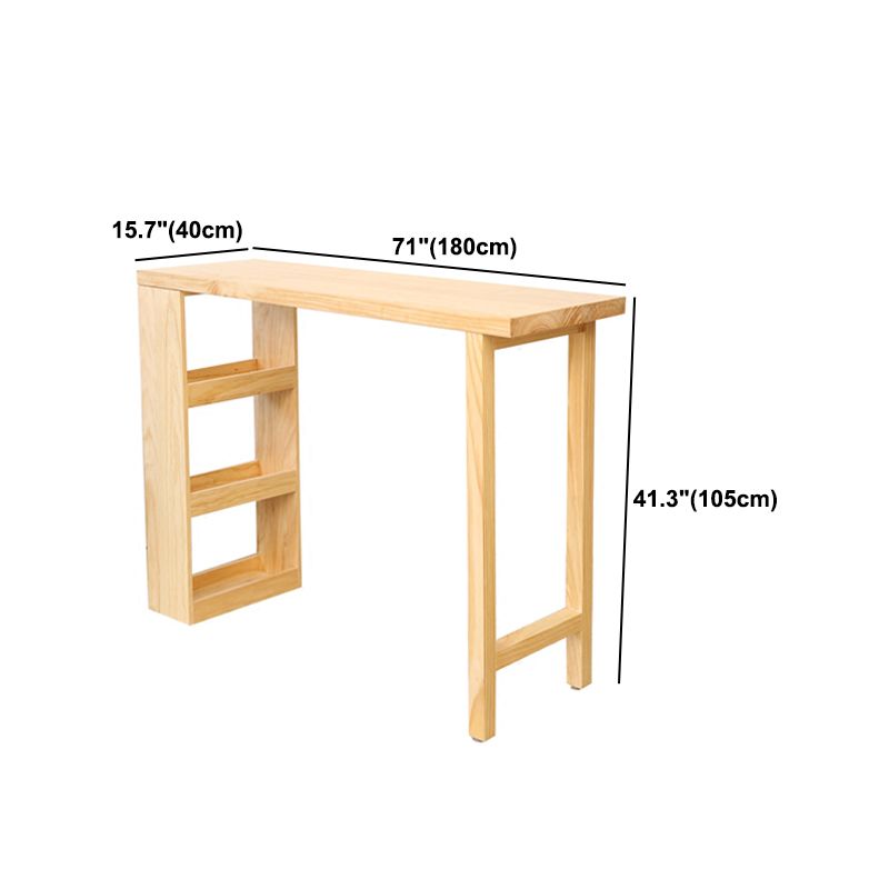 Modern Wood Hall Table with Rectangle Table Top Double Pedestal Table- 41.3" H Clearhalo 'Bar Furniture' 'Bar Tables' 'bar_tables' 'furn' 'furn_bar_tables' 'Furniture' 'furniture_bar_tables' 'Kitchen & Dining Furniture' 1200x1200_09c450da-130d-4067-8aac-fb8084c52168