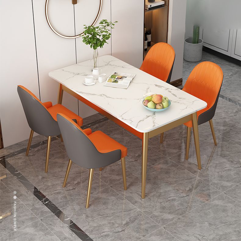 White Rectangle Dining Table Traditional Luxury Dining Table with Metal Base Clearhalo 'Dining Tables & Seating' 'Dining Tables' 'dining_table' 'furn' 'furn_dining_table' 'Furniture' 'furniture_dining_table' 'Kitchen & Dining Furniture' 'kitchen' 'kitchen_dining_table' 1200x1200_09c611b3-8e66-4153-be4a-82969489f834