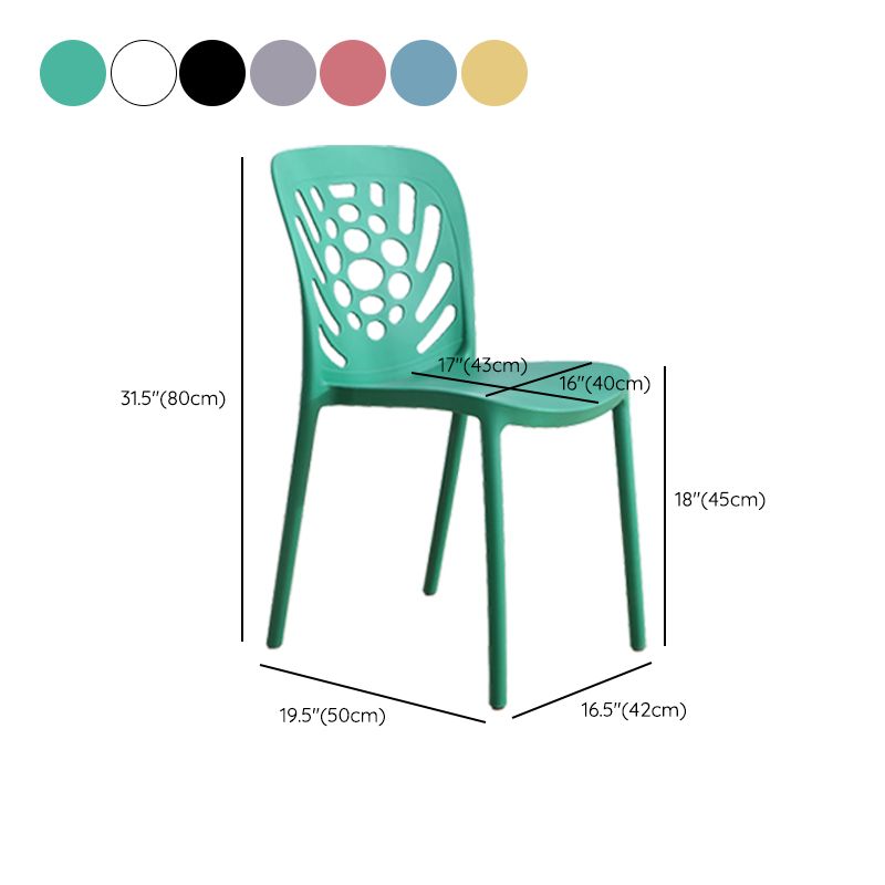 Moderne stijl zijstoel Plastic stapelbare eetkamerstoel voor eetkamer