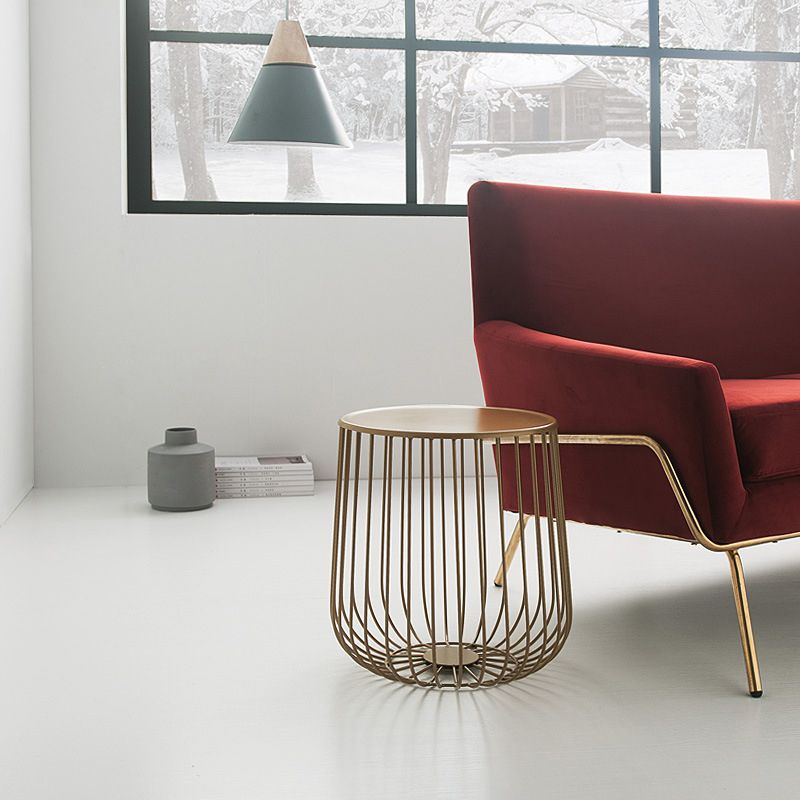 Metal Geometric Coffee Table Mid-Century Modern Frame Cocktail Table with Storage
