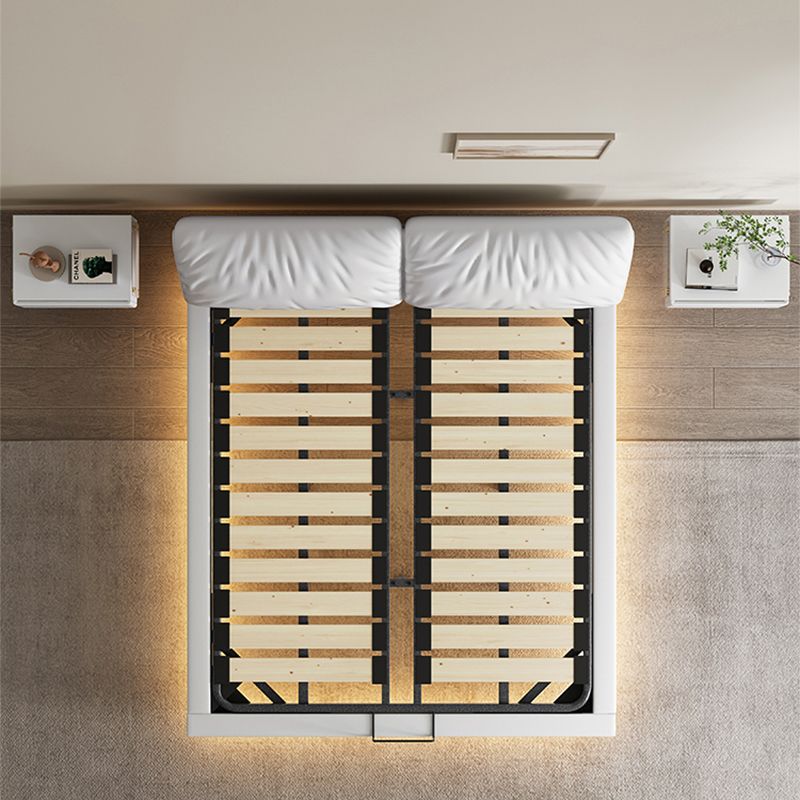 Glam Wood and Upholstered Headboard Bed Steel Frame Standard Bed Clearhalo 'Bedroom Furniture' 'Beds' 'furn' 'furn_beds' 'Furniture' 1200x1200_09c700ad-c046-45b7-a714-b9dfb3fd4be3