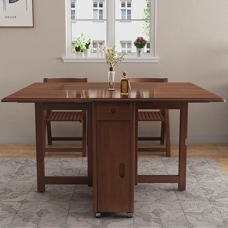 Mid-Century Modern Brown Dining Table Solid Wood Drop-Leaf Dining Table for Home Use Clearhalo ' dining_table' 'Dining Tables & Seating' 'Dining Tables' 'furn' 'furn_dining_table' 'Furniture' 'furniture_dining_table' 'Kitchen & Dining Furniture' 'kitchen&dining_furn' 'kitchen' 'kitchen_dining_table' 1200x1200_09c9209d-927a-41ae-828c-7e9472bb721b