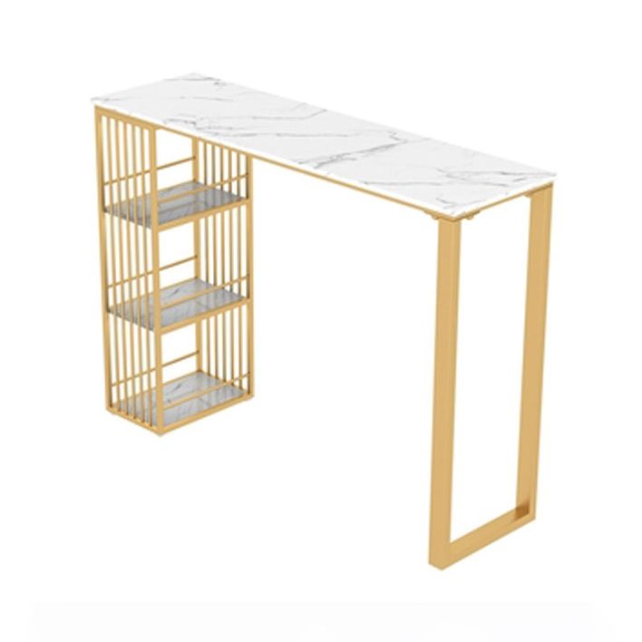 Glam White Marble Bar Dining Table Rectangle Indoor Bistro Table with Shelve Clearhalo 'Bar Furniture' 'Bar Tables' 'bar_tables' 'furn' 'furn_bar_tables' 'Furniture' 'furniture_bar_tables' 'Kitchen & Dining Furniture' 'kitchen&dining_furn' 'kitchen' 1200x1200_09ca7639-b829-4cc8-aec6-8fe4734d00e5