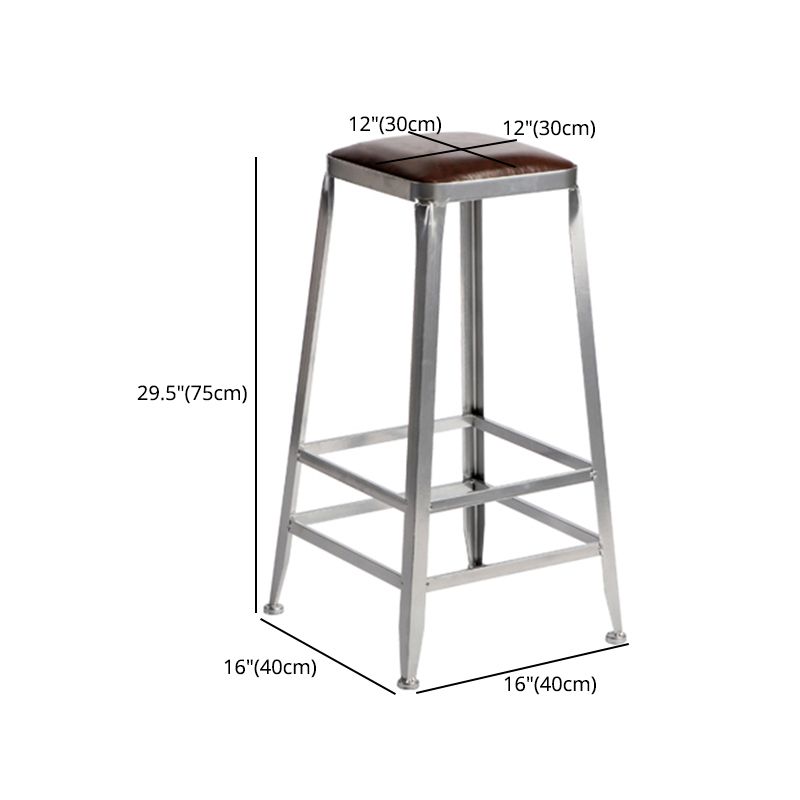 Modern Armless Counter Stool Iron Restaurant Bar Stool with Leather Cushion and Pedal Clearhalo 'Bar Furniture' 'Bar Stools' 'bar_stools' 'furn' 'furn_bar_stools' 'furniture_bar_stools' 'Kitchen & Dining Furniture' 'kitchen&dining_furn' 'kitchen' 'kitchen_furn' Furniture' 1200x1200_09cc9f0d-8b51-491c-b135-83e007946f76