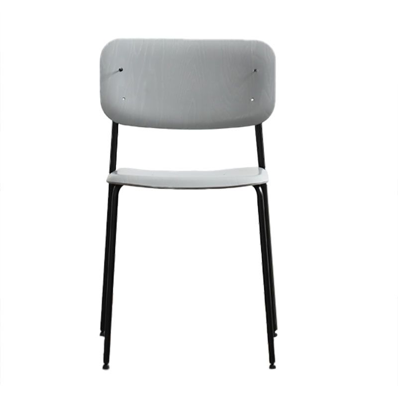 Contemporary Style Armless Chair Open Back Side Wooden Chair with Metal Base