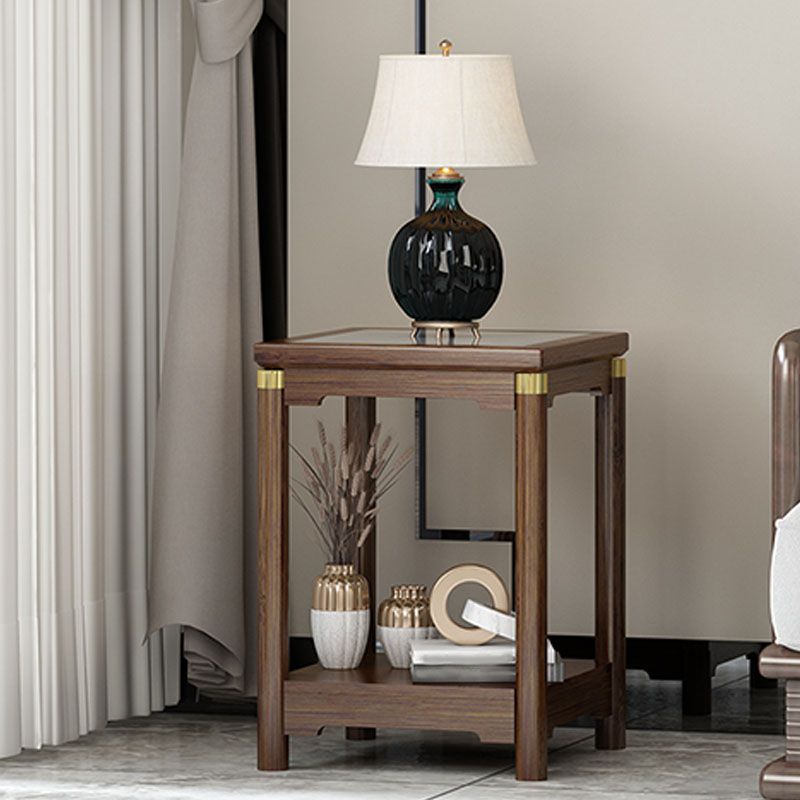 Traditional Square Wooden Sofa Side Accent Table with Storage and Shelf Clearhalo 'Coffee & Accent Tables' 'End & Side Tables' 'end_side_table' 'end_side_tables' 'furn' 'furn_end_side_tables' 'Furniture' 'furniture_end_side_table' 'Living Room Furniture' 1200x1200_09d17a6b-d3db-4653-b1a7-638b442f4228