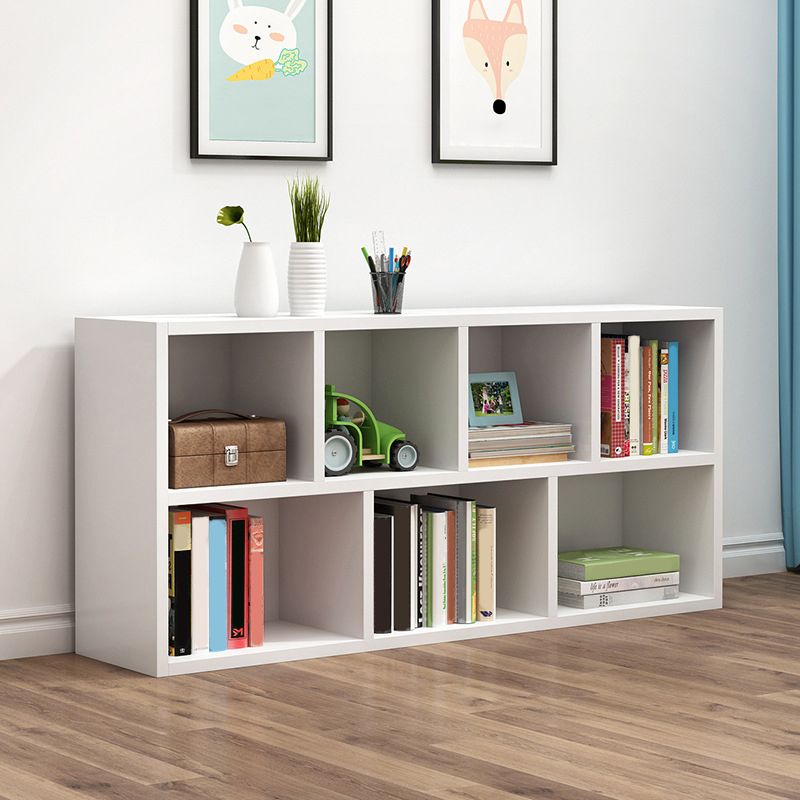 Wood Bookshelf White Contemporary Style Bookcase for Home Office