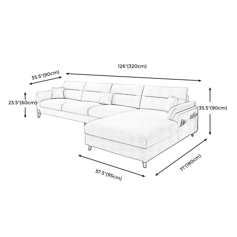 Pillowed Back Cushions Sofa and Chaise 4-Seat Sectional with Storage Clearhalo 'furn' 'furn_sectionals' 'Furniture' 'furniture_sectionals' 'kitchen' 'kitchen_sectionals' 'Living Room Furniture' 'Sectionals' 1200x1200_09d55714-a498-407b-85f4-c5dbd5ee93ff