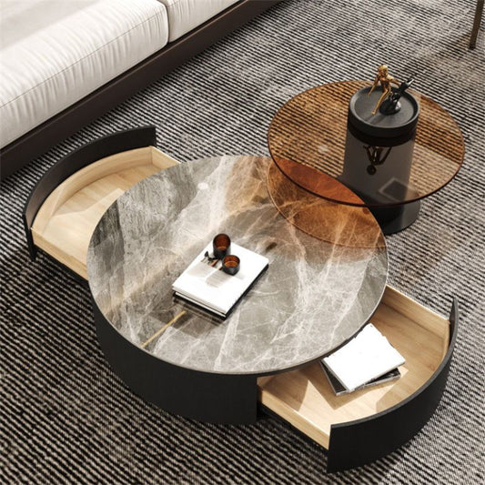 Glass Modern Round Side Table Bedroom No Distressing End Table
