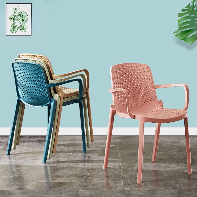 Scandinavian Plastic Dining Arm Chairs Stackable Solid Back Armchairs (Set of 4) Clearhalo ' kitchen&dining_furn' 'Dining Chairs' 'Dining Tables & Seating' 'dining_chair' 'furn' 'furn_dining_chair' 'Furniture' 'furniture_dining_chair' 'Kitchen & Dining Furniture' 'kitchen' 1200x1200_09d7e570-66f6-40c2-9627-e4eaefe04c57