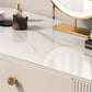 Contemporary Metal Vanity with Glass Accent Vanity Set with Stool Clearhalo 'Bedroom Furniture' 'furn' 'furn_makeup_vanities' 'Furniture' 'Makeup Vanities' 'makeup_vanities' 1200x1200_09d92bd6-d7e1-42bd-ba76-f3a520105162