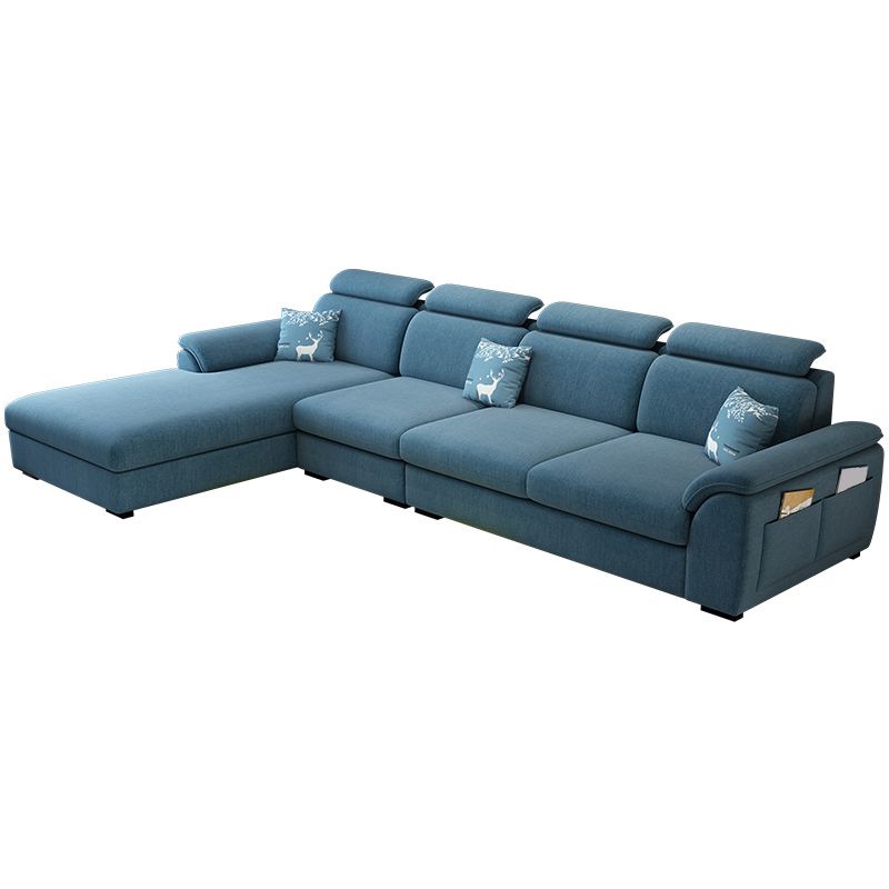Modern Fabric/Faux Leather Sofa & Chaise with Storage for Living Room