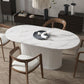 White Top Dining Table Contemporary Oval Dining Table with Pedestal Base Clearhalo 'Dining Tables & Seating' 'Dining Tables' 'dining_table' 'furn' 'furn_dining_table' 'Furniture' 'Kitchen & Dining Furniture' 1200x1200_09dab63d-eb20-4e43-adaa-710a4ef2aafd