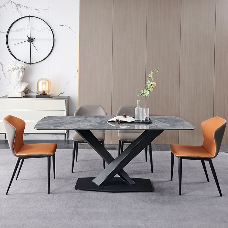 Glanzende grijze glamour eettafel set 1/2/5/7 stukken dinette ingesteld voor thuis
