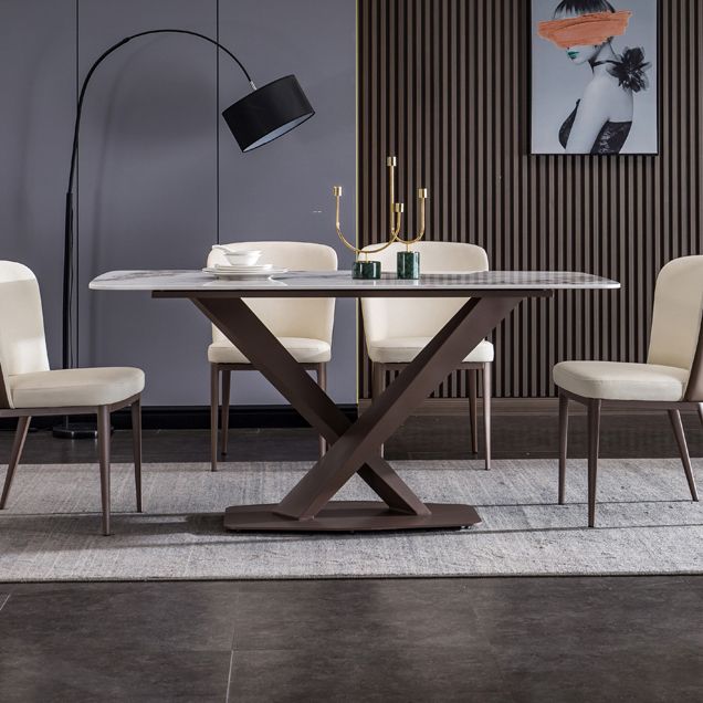Metal Traditional Luxury Rectangle Table White Sintered Stone Table with Pedestal Base Clearhalo ' dining_table' 'Dining Tables & Seating' 'Dining Tables' 'furn' 'furn_dining_table' 'Furniture' 'furniture_dining_table' 'Kitchen & Dining Furniture' 'kitchen&dining_furn' 'kitchen' 'kitchen_dining_table' 1200x1200_09dda1e3-2a51-41cb-b635-1178ab48f869