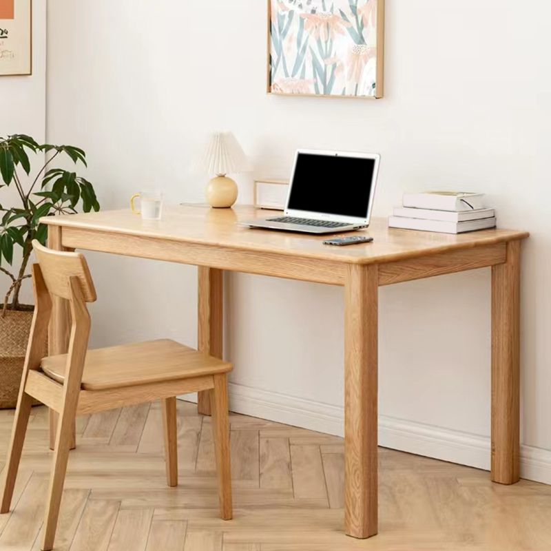 Moderne rechthoekige eiken natuurlijke tafelbladtafel met 4 massieve houten benen