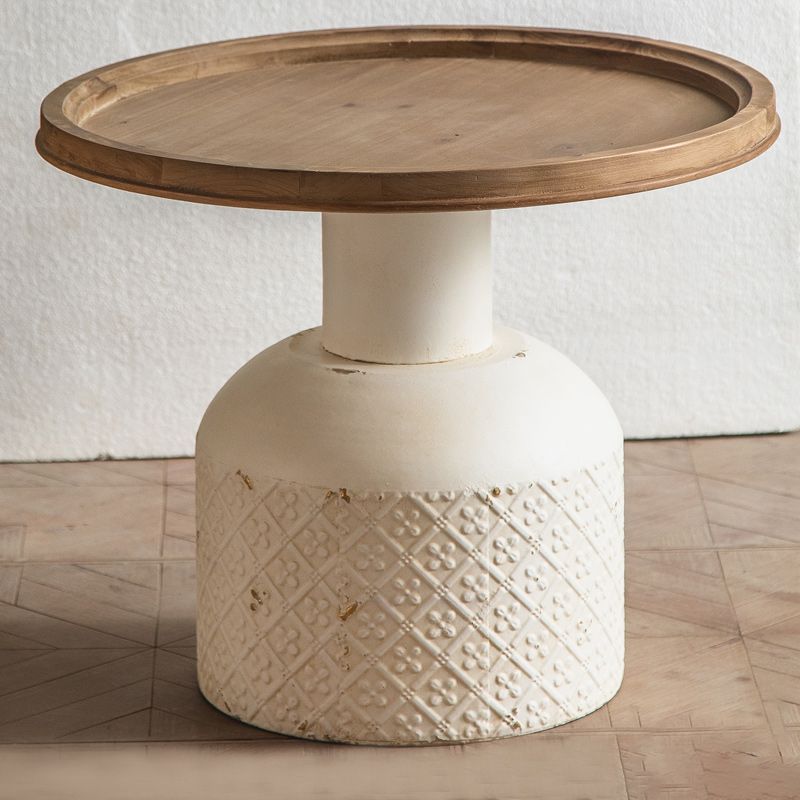 French Country Style Pedestal Base Base Round Old Solid Wood Table