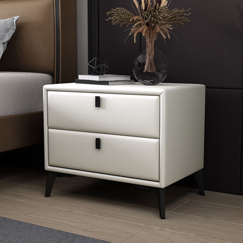 Leather Top Nightstand with 4 Legs Glam Night Table with Drawer Clearhalo 'Bedroom Furniture' 'furn' 'furn_night_stand' 'Furniture' 'night_stand' 'Nightstands' 1200x1200_09df3e3b-4190-4b9e-a616-d1ad154f6f6a