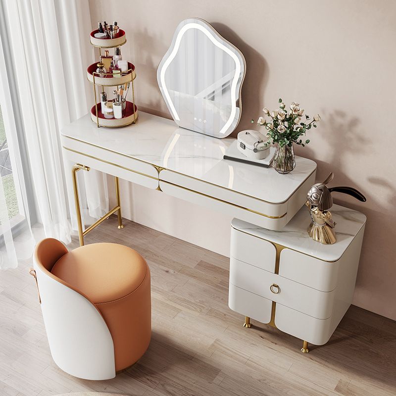 White Glam Vanity Dressing Table Set with Stool & 5 Storage Drawers Clearhalo 'Bedroom Furniture' 'furn' 'furn_makeup_vanities' 'Furniture' 'Makeup Vanities' 'makeup_vanities' 1200x1200_09e03243-ce9a-47ba-832a-1077fb0b181f