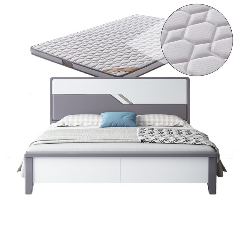 43.3" Tall Contemporary Standard Bed with Headboard, Solid Wood Panel Bed