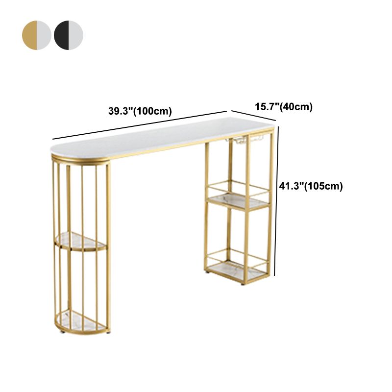 Glam Marble Counter Table with Specialty Top Double Pedestal Table - 42" H Clearhalo 'Bar Furniture' 'Bar Tables' 'bar_tables' 'furn' 'furn_bar_tables' 'Furniture' 'furniture_bar_tables' 'Kitchen & Dining Furniture' 1200x1200_09e0d21f-5bbe-49b5-9665-a38b9edda81a