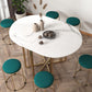 Foldable Artificial Wooden Top Table Extendable Round Kitchen Table with Trestle Base Clearhalo ' dining_table' 'Dining Tables & Seating' 'Dining Tables' 'furn' 'furn_dining_table' 'Furniture' 'furniture_dining_table' 'Kitchen & Dining Furniture' 'kitchen&dining_furn' 'kitchen' 'kitchen_dining_table' 1200x1200_09e12666-bdac-4634-8a2f-bc7ad07e8c78