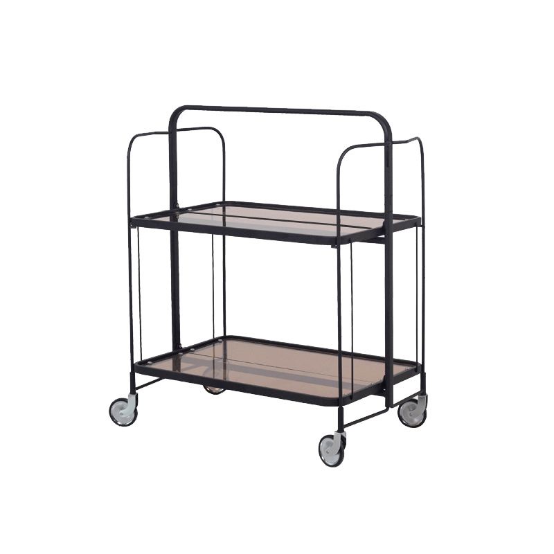 Mesa de esquina superior de vidrio contemporánea con estante, mesa lateral rectangular