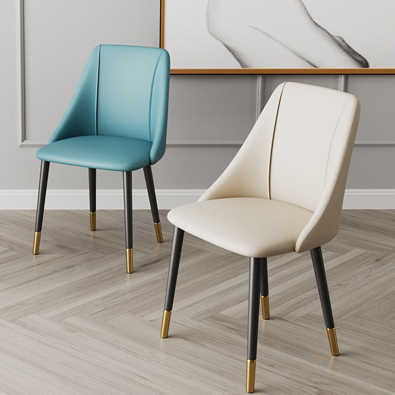 Luxurious Upholstered Armless Chair Leather Chair with Metal Base for Dining Room