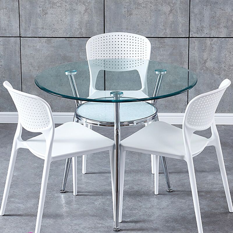 Round Transparent Dining Table Glass Table Modern with 3 Legs Pedestal Clearhalo ' dining_table' 'Dining Tables & Seating' 'Dining Tables' 'furn' 'furn_dining_table' 'Furniture' 'furniture_dining_table' 'Kitchen & Dining Furniture' 'kitchen&dining_furn' 'kitchen' 'kitchen_dining_table' 1200x1200_09e53c4e-8c9f-436d-a32f-3fb286cdc97d