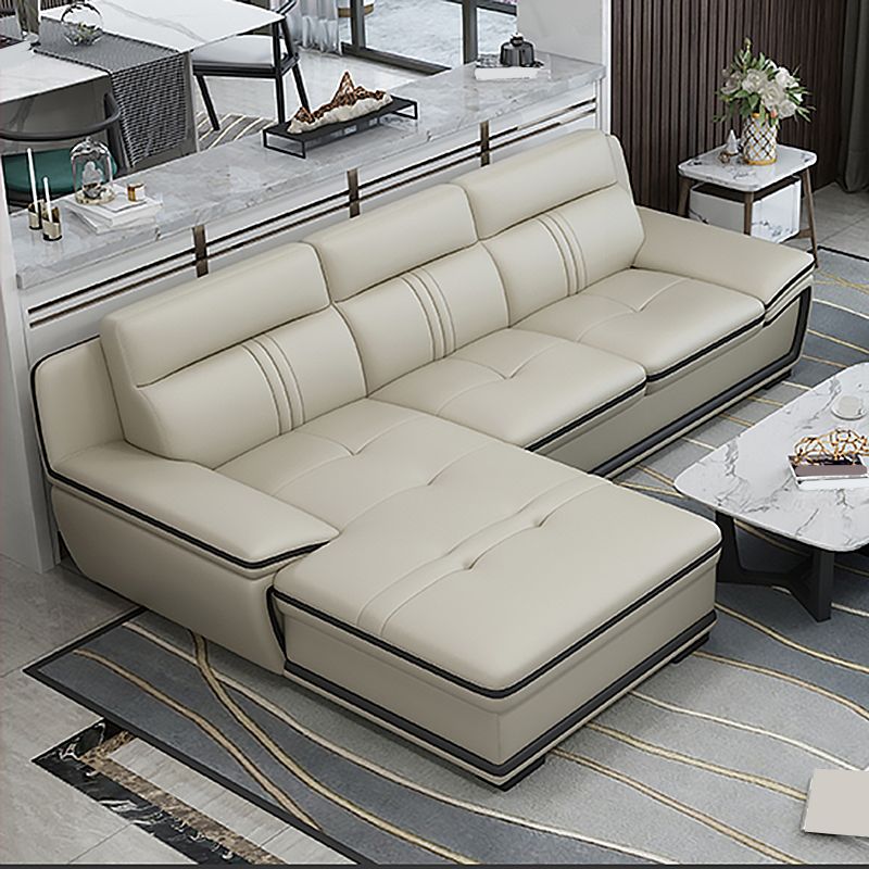 Oreiller tufted top bras sectionnel modernisme beige authentique canapé en cuir et chaise