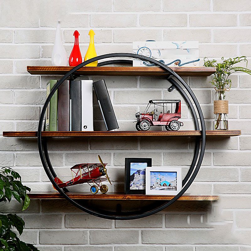 Industrial Horizontal Wall Unit Bookshelf Iron Frame Solid Wood Shelf Bookshelf Clearhalo 'Bookcases' 'furn' 'furn_bookcases' 'Furniture' 'furniture_bookcases' 'kitchen' 'kitchen_bookcases' 'Living Room Furniture' 'Office Furniture' 1200x1200_09e6fccc-f984-4f26-bfa8-dc1a2595f406