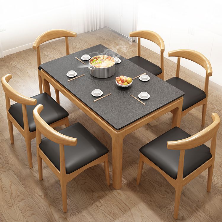 Modern Stone Rectangle Dining Table Rubber Wood Base for Dining Room Clearhalo 'Dining Tables & Seating' 'Dining Tables' 'dining_table' 'furn' 'furn_dining_table' 'Furniture' 'Kitchen & Dining Furniture' 1200x1200_09e9ce1e-5db0-4a2f-a42a-16284ad24c5d
