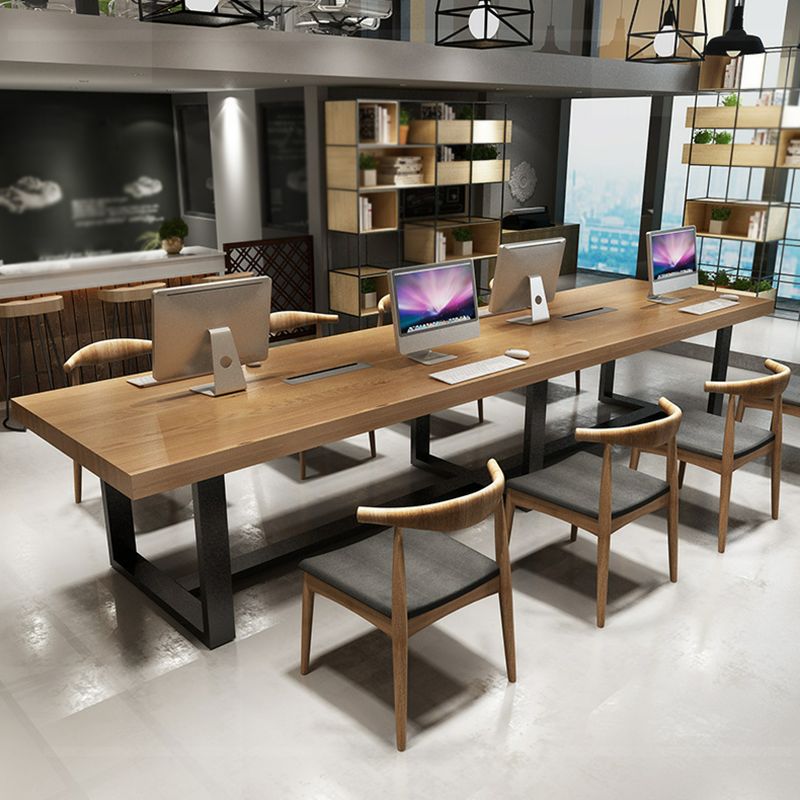 Rectangle Industrial Dining Table Solid Wood Top Dining Table with Metal Base Clearhalo ' dining_table' 'Dining Tables & Seating' 'Dining Tables' 'furn' 'furn_dining_table' 'Furniture' 'furniture_dining_table' 'Kitchen & Dining Furniture' 'kitchen&dining_furn' 'kitchen' 'kitchen_dining_table' 1200x1200_09ed2f78-d9fb-4fc8-9e28-52ec27466460