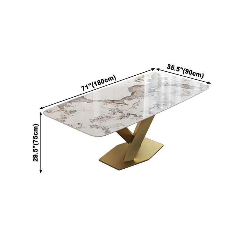Luxury Sintered Stone Top Dining Table Rectangle Table with Gold Metal Pedestal Clearhalo ' dining_table' 'Dining Tables & Seating' 'Dining Tables' 'furn' 'furn_dining_table' 'Furniture' 'furniture_dining_table' 'Kitchen & Dining Furniture' 'kitchen&dining_furn' 'kitchen' 'kitchen_dining_table' 1200x1200_09f0436c-a742-43a1-9b5e-8e9e1951a73c