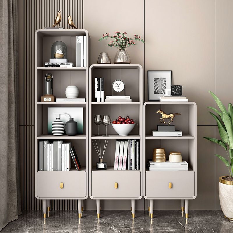 Solid Wood Bookshelf Modern Standard Bookshelf 10.5" W with Drawers