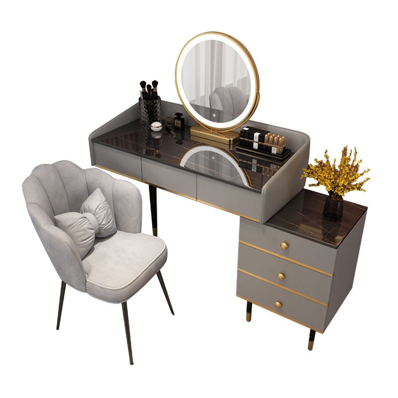 Glam Vanity Table Stone Top 15.75" W Makeup Desk with Drawers Clearhalo 'Bedroom Furniture' 'furn' 'furn_makeup_vanities' 'Furniture' 'Makeup Vanities' 'makeup_vanities' 1200x1200_09f235e0-de26-4c90-ba38-5592133486dc