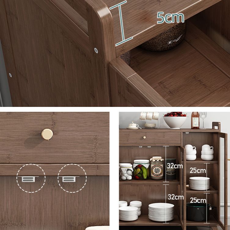 Sideboard moderna in colore browntea di sala da pranzo in legno con porte per soggiorno