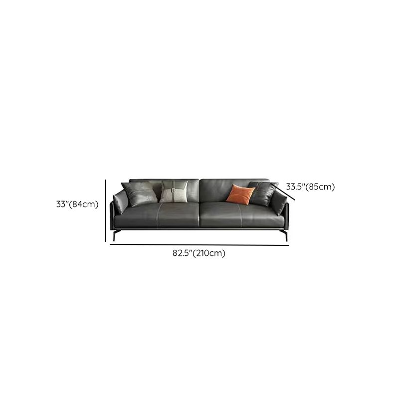 Gray Leather Sofa with Four Legs Contemporary Living Room Seating Clearhalo 'furn' 'furn_sofas' 'Furniture' 'Living Room Furniture' 'Sofa' 'sofas' 1200x1200_09f373e0-4be4-44bb-8e8f-bfd4cdb804cc