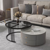 Modern Round End Table Living Room No Distressing Side Table with Drawers Clearhalo 'Coffee & Accent Tables' 'Coffee Tables' 'coffee_tables' 'furn' 'furn_coffee_tables' 'Furniture' 'Living Room Furniture' 1200x1200_09f3b0c2-e524-469f-9648-bfba26219397