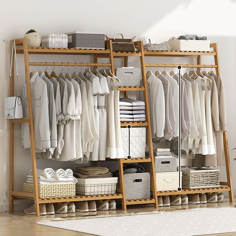 Zeitgenössischer Hall -Stand Bambusholzregale mit freistehendem Kleidungsstange