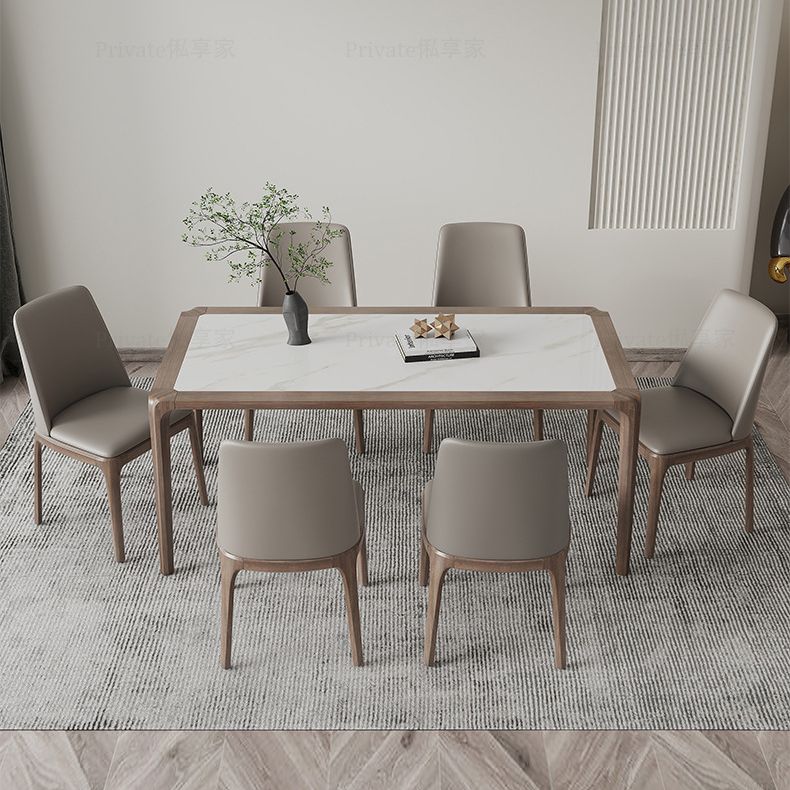 Contemporary Style Sintered Stone Rectangle Table Set 1/4/5/7 Pieces Dining Set Clearhalo 'Dining Room Sets' 'Dining Tables & Seating' 'dining_room_set' 'furn' 'furn_dining_room_set' 'Furniture' 'Kitchen & Dining Furniture' 1200x1200_09f453cb-562c-4368-97ff-874c7202a79c