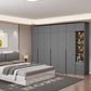 Modern Gray Storage Cabinet with Hinged Doors Faux Wood Cabinet for Bedroom