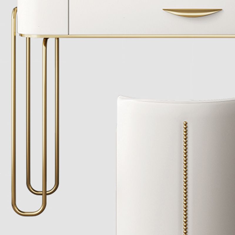 Glam Wood Vanity Dressing Table Slate Top Makeup Vanity Set with Drawers