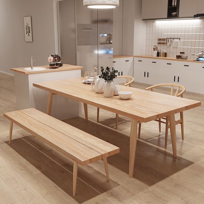 Modern Solid Wood Dining Room Collection Rectangle Tripod Dining Table in Natural Clearhalo 'Dining Tables & Seating' 'Dining Tables' 'dining_table' 'furn' 'furn_dining_table' 'Furniture' 'furniture_dining_table' 'Kitchen & Dining Furniture' 'kitchen' 'kitchen_dining_table' 1200x1200_09f831f9-f970-4b76-9f17-635afd985a49