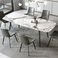 Table à manger rectangulaire en pierre mate Meubles de 4 jambes avec base en acier