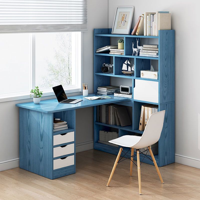 28.15-Inch Modern & Contemporary L-Shape Wooden Desk Bedroom with Bookshelf Writing Desk Clearhalo 'furn' 'furn_office_desk' 'Furniture' 'Office Desks' 'Office Furniture' 'office_desk' 1200x1200_09f9a478-bd71-4014-ab95-1cb948e65c74