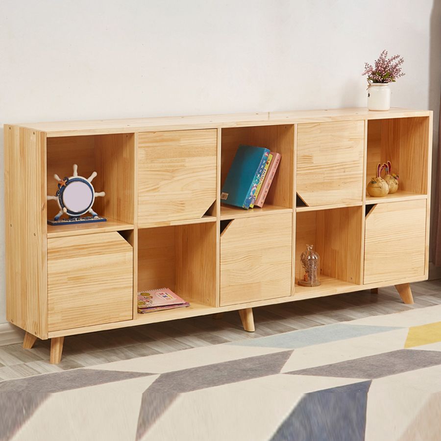 Contemporary Pine Wood Bookshelf Closed Back Bookcase for Home Office
