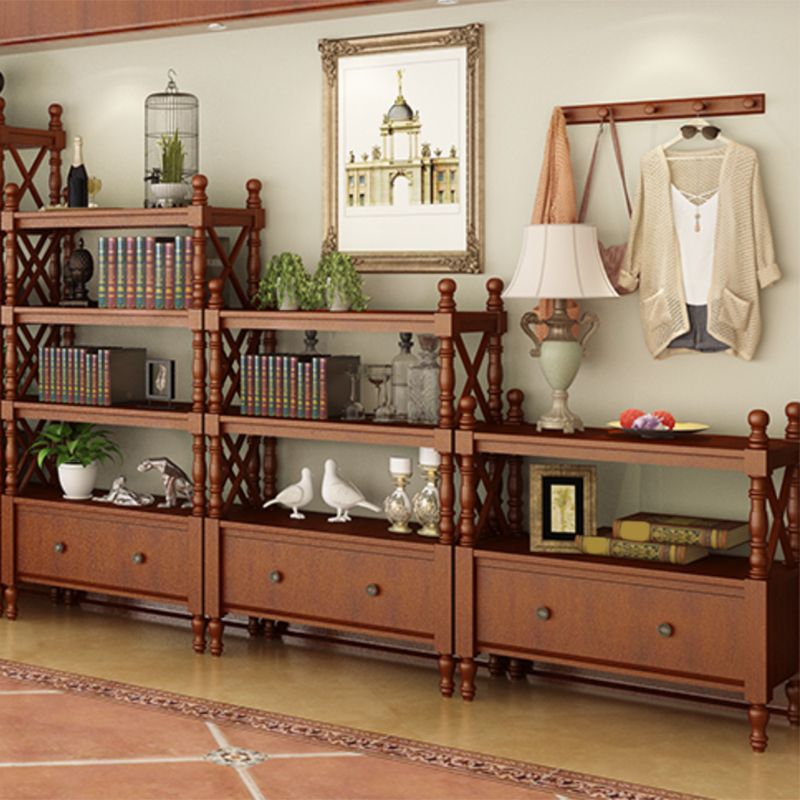 Eigentijdse houten boekenplank standaard gesloten back -boekenkast met 1 lade