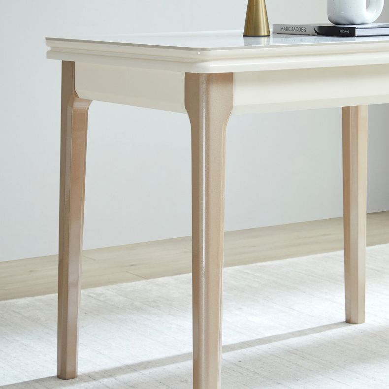 Table à manger évolutive en pierre moderne, pieds en bois pour salle à manger